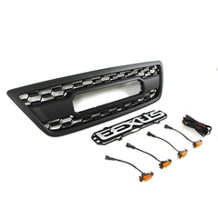 Front Grille For 1998 1999 2000 2001 2002 Lexus LX570 Front Center Mesh Grill Cover With 4 LED Lights Black