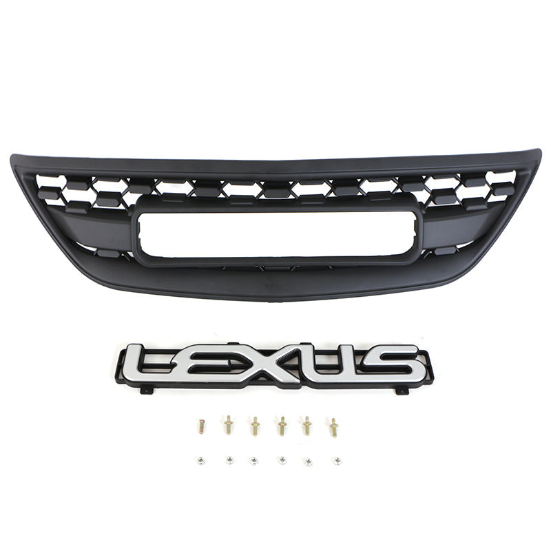 For 2004 2005 2006 2007 2008 2009 Lexus RX270 300 330 350 400 450 Front Grille Front Center Mesh Grille Grill Cover With 4 LED Lights Black