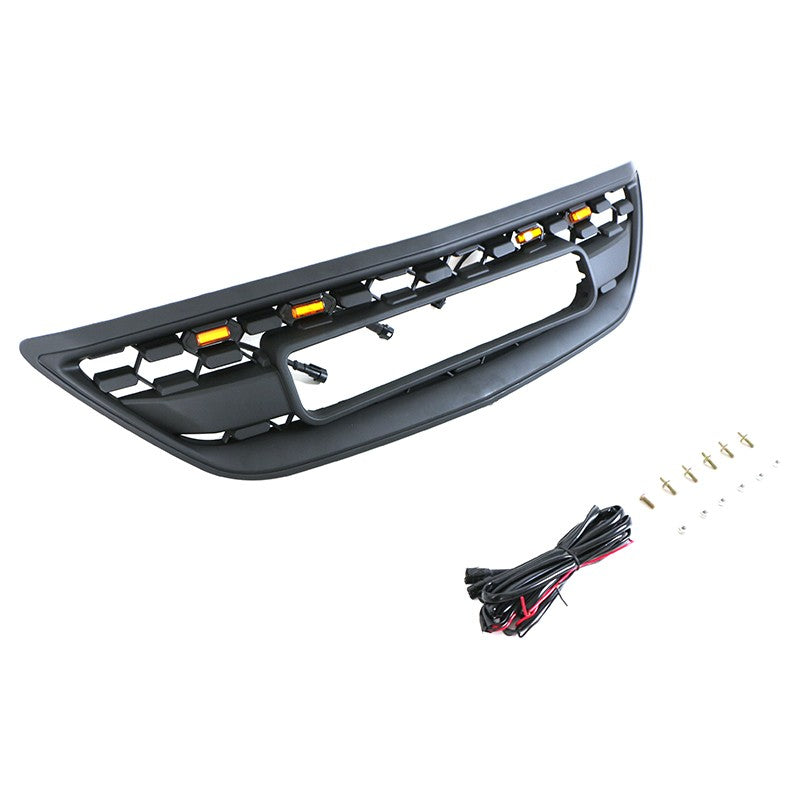 For 2004 2005 2006 2007 2008 2009 Lexus RX270 300 330 350 400 450 Front Grille Front Center Mesh Grille Grill Cover With 4 LED Lights Black