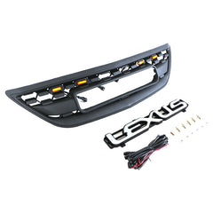 For 2004 2005 2006 2007 2008 2009 Lexus RX270 300 330 350 400 450 Front Grille Front Center Mesh Grille Grill Cover With 4 LED Lights Black