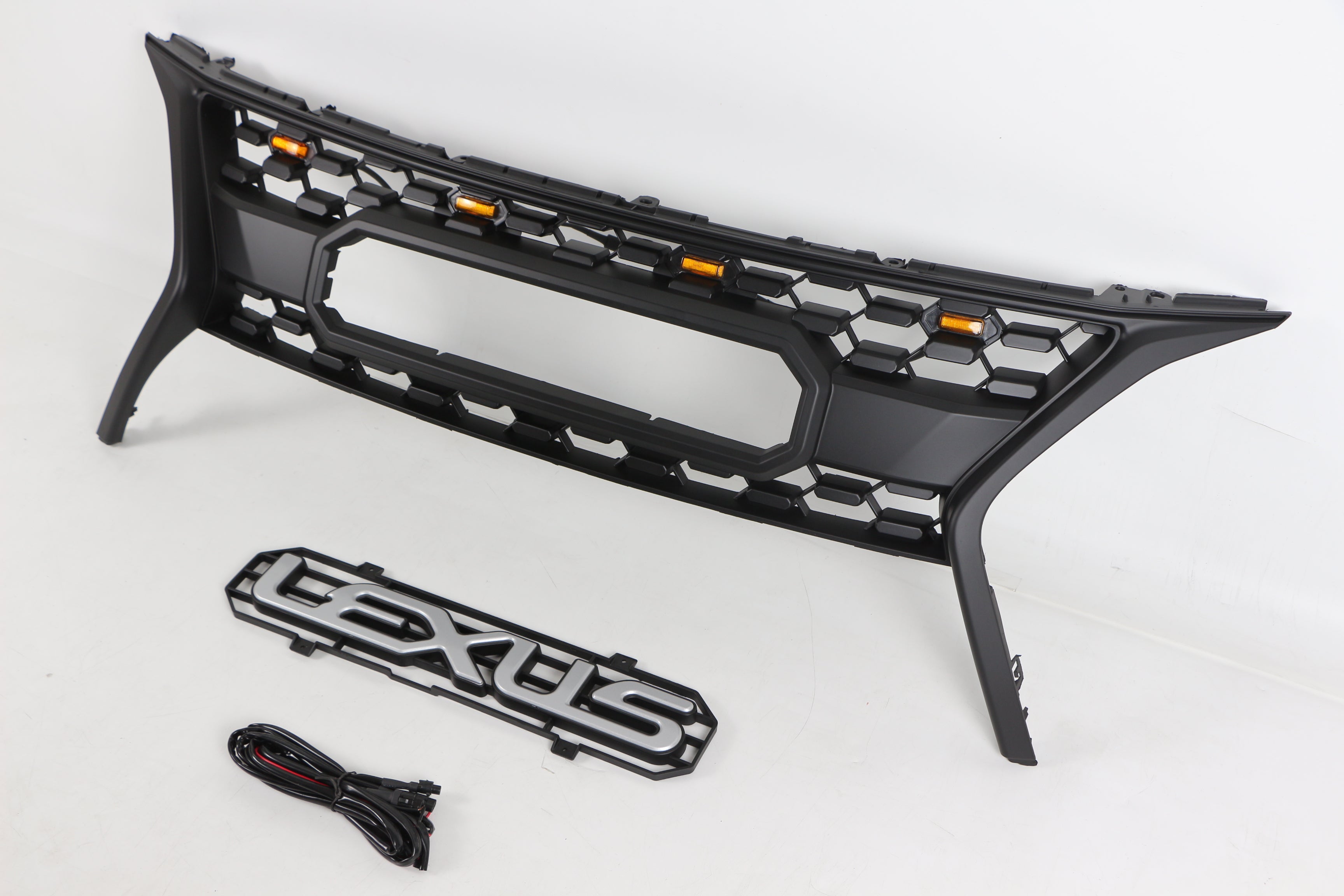 For 2013 2014 2015 2016 Lexus RX270 300 330 350 400 450 Front Grille Front Center Mesh Grille Grill Cover Replacement With 4 LED Lights Black