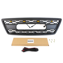 Front Grille For 2003 2004 2005 2006 2007 Lexus LX570 Front Center Mesh Grill Cover With 4 LED Lights Black