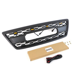 Front Grille For 2003 2004 2005 2006 2007 Lexus LX570 Front Center Mesh Grill Cover With 4 LED Lights Black