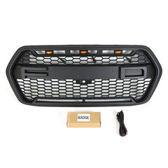 Front Grille For 2022 Ford Transit Custom Bumper Grills Grill Cover W/3 LED Light Black